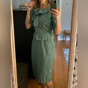 Vintage 1950’s green paisley skirt & jacket set